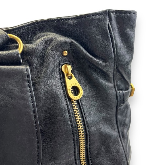 Marc By Marc Jacobs RARE Petal To The Metal Black Leather Gold Bird Tote Purse - Picture 9 of 16